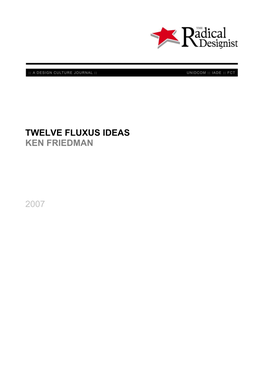 Twelve Fluxus Ideas Ken Friedman 2007