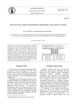 The State of Art in Sydnones Chemistry and Applications