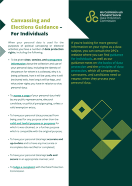 Canvassing and Elections Guidance – for Individuals