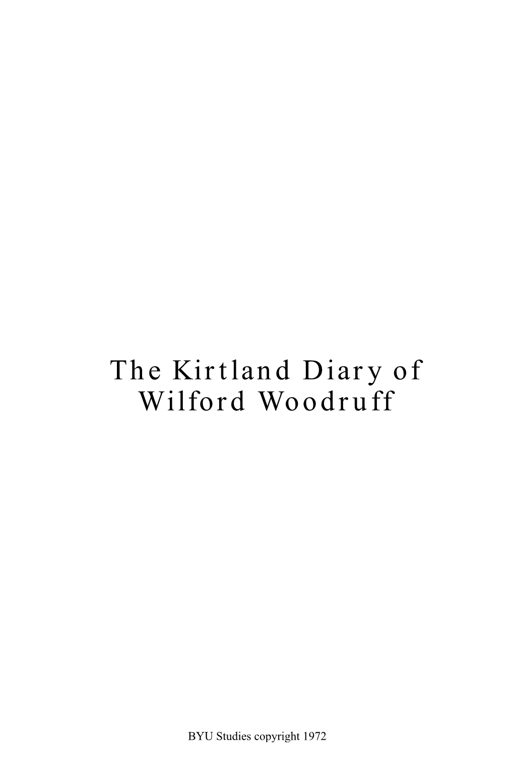 The Kirtland Diary of Wilford Woodruff