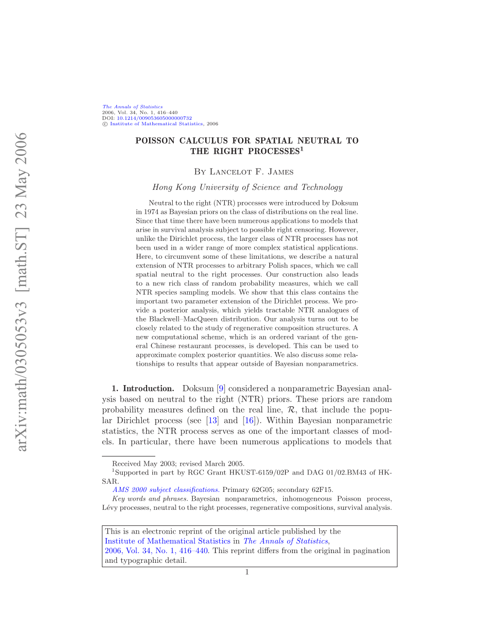 Poisson Calculus for Spatial Neutral Tothe Right Processes