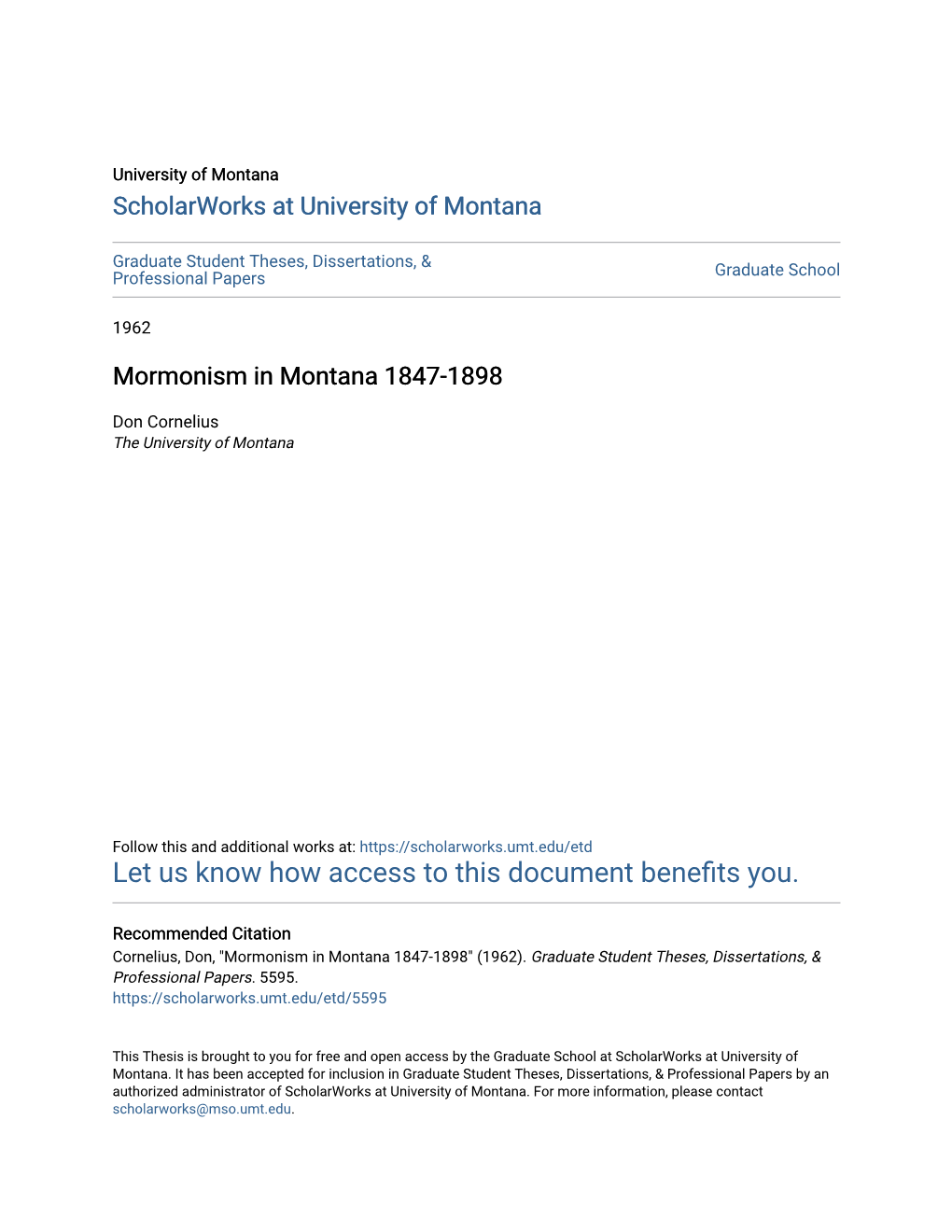 Mormonism in Montana 1847-1898