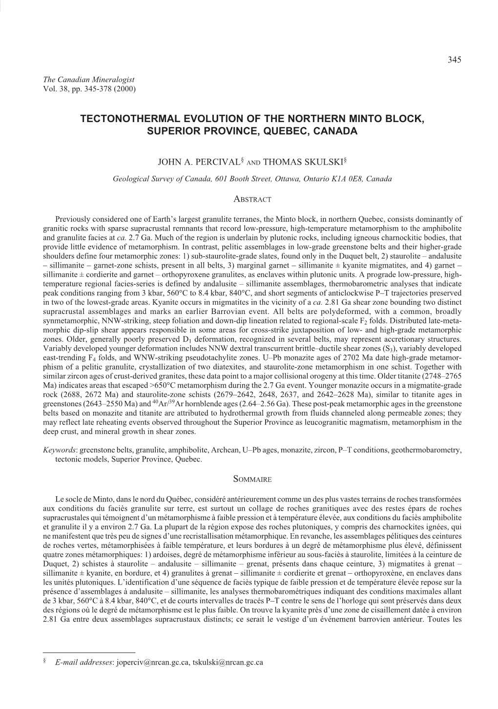 Tectonothermal Evolution of the Northern Minto Block, Superior Province, Quebec, Canada