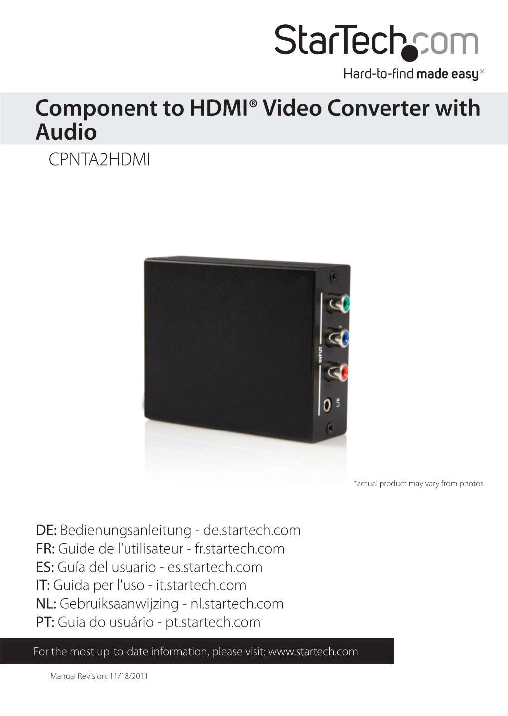 Component to HDMI® Video Converter with Audio CPNTA2HDMI