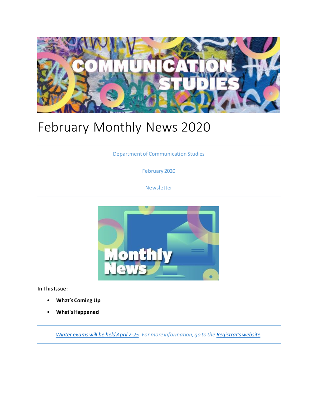 February Monthly News 2020