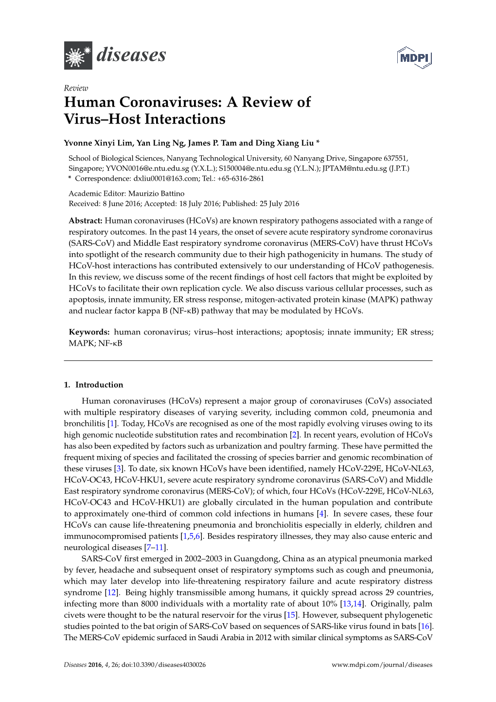 Human Coronaviruses: a Review of Virus–Host Interactions