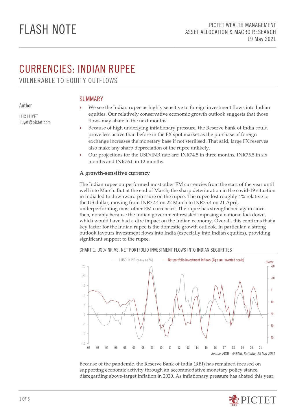 Currencies: Indian Rupee Vulnerable to Equity Outflows