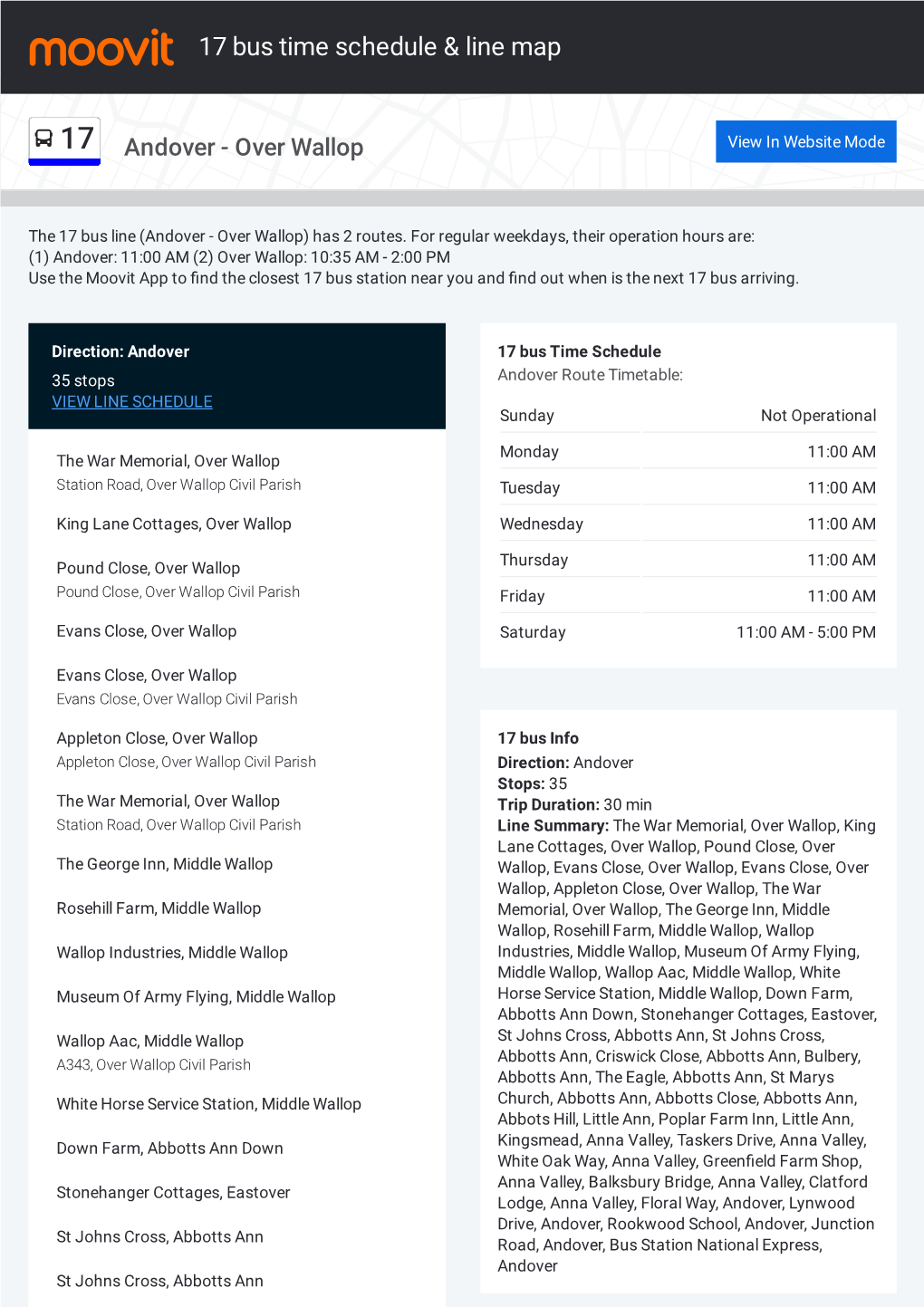 17 Bus Time Schedule & Line Route