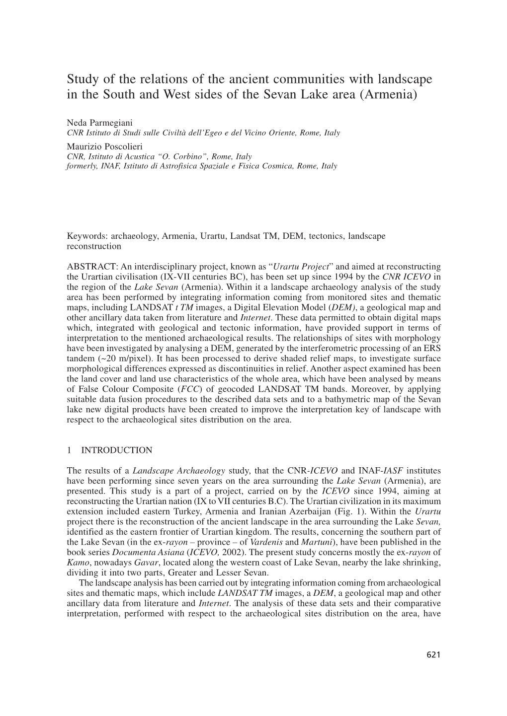 Study of the Relations of the Ancient Communities with Landscape in the South and West Sides of the Sevan Lake Area (Armenia)