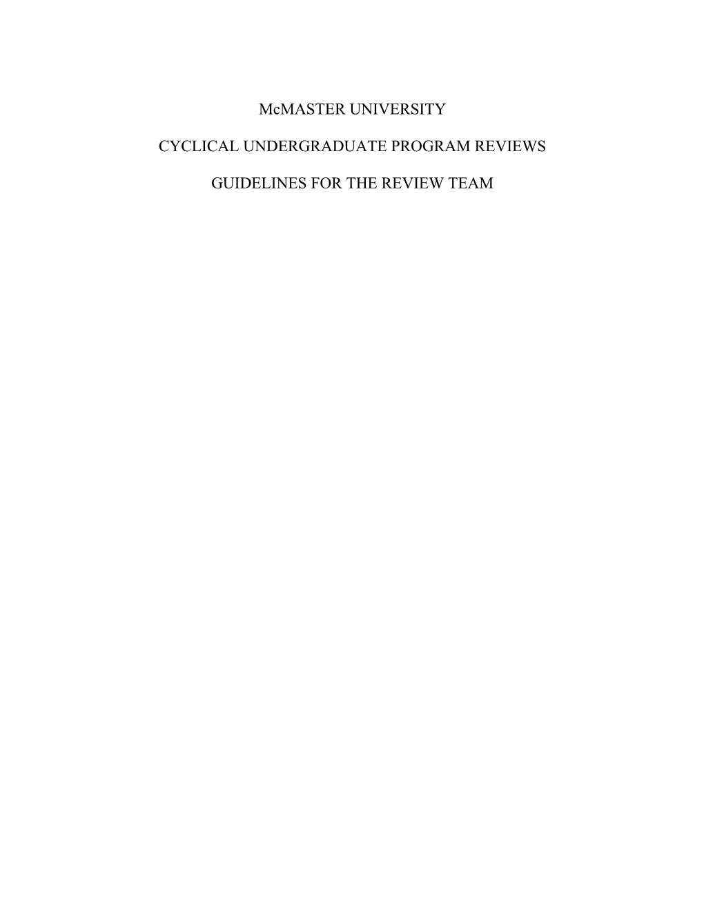 Cyclical Undergraduate Program Reviews