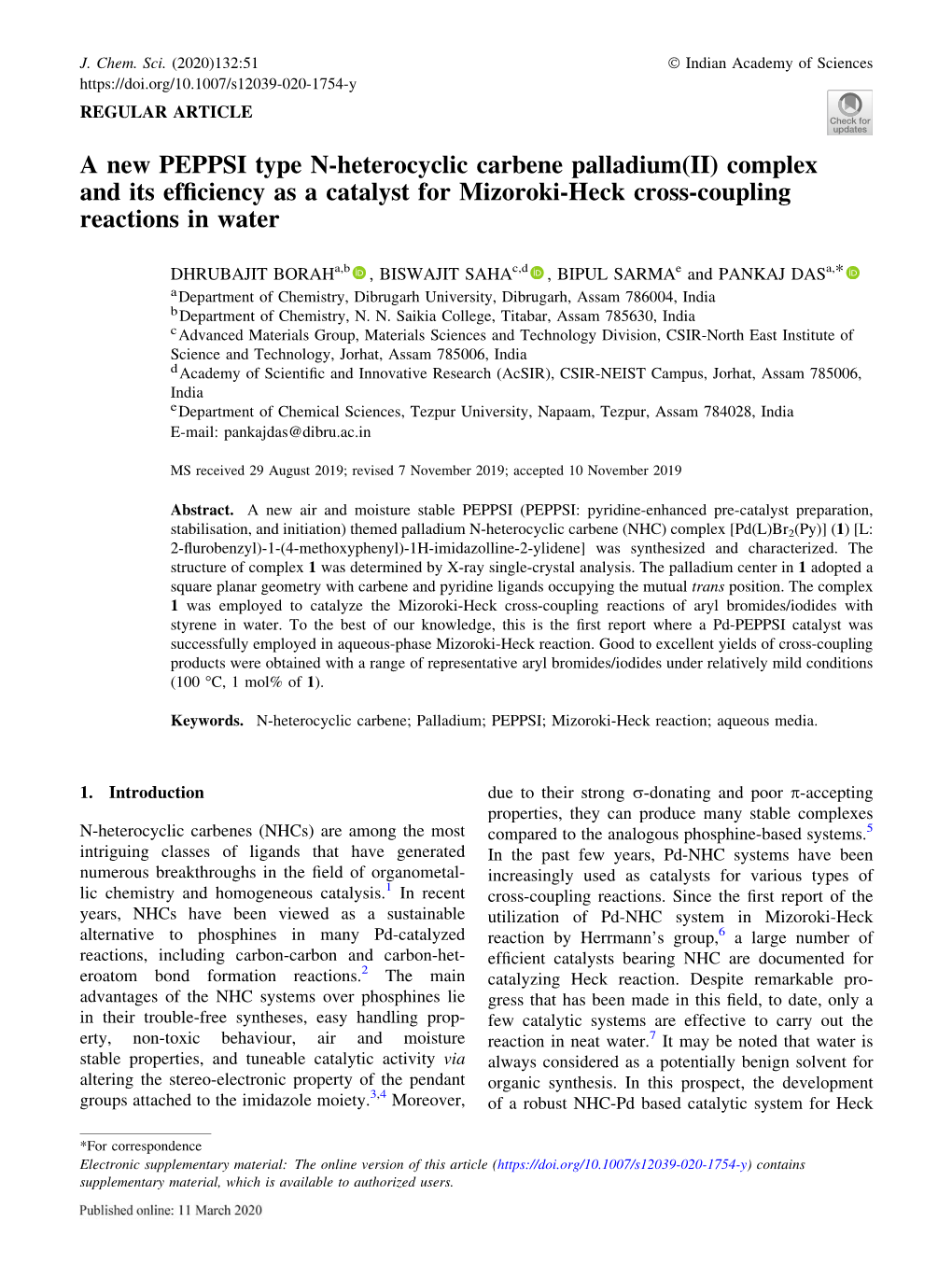 Complex and Its Efficiency As a Catalyst for Mizoroki-Heck Cross-Coupling