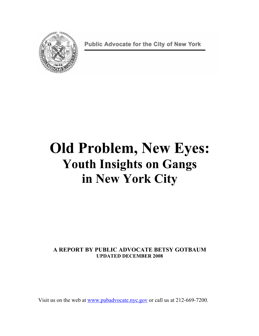 Old Problem, New Eyes: Youth Insights on Gangs in New York City