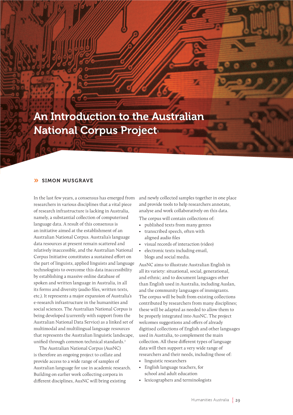 An Introduction to the Australian National Corpus Project1