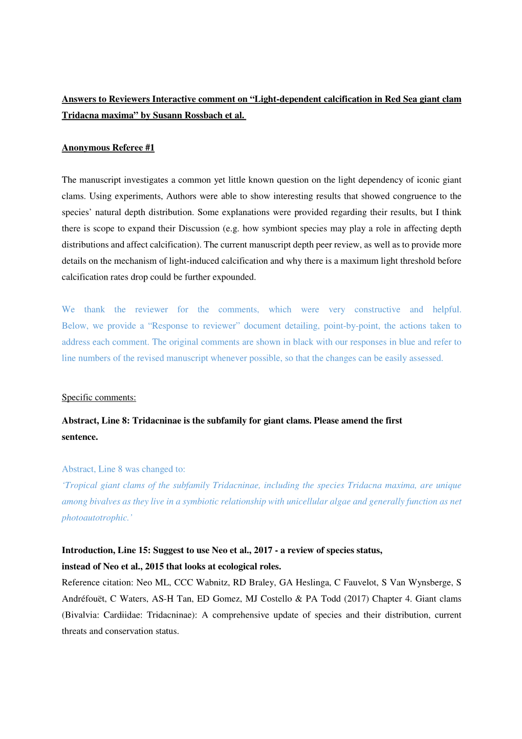 Light-Dependent Calcification in Red Sea Giant Clam Tridacna Maxima” by Susann Rossbach Et Al