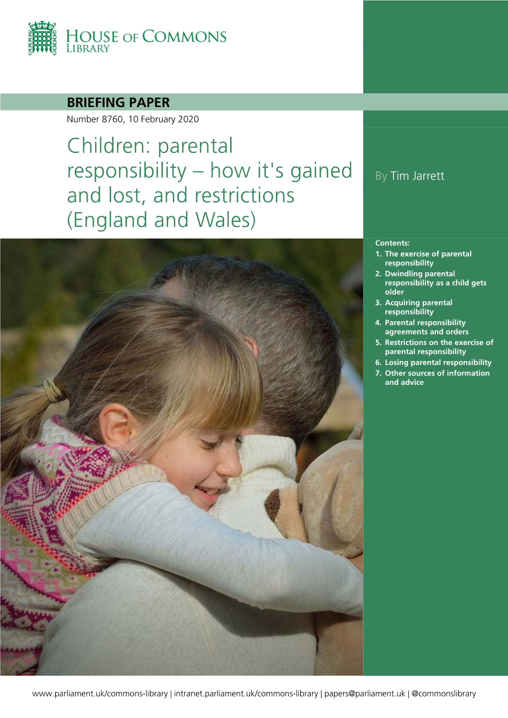 Children: Parental Responsibility – How It's Gained and Lost, and Restrictions (England and Wales)