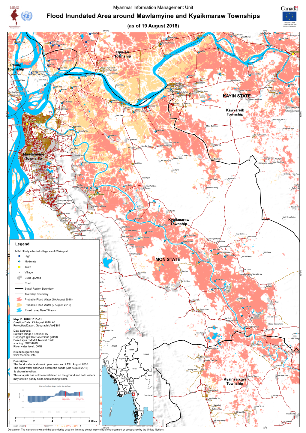 Flood Inundated Area Around Mawlamyine and Kyaikmaraw