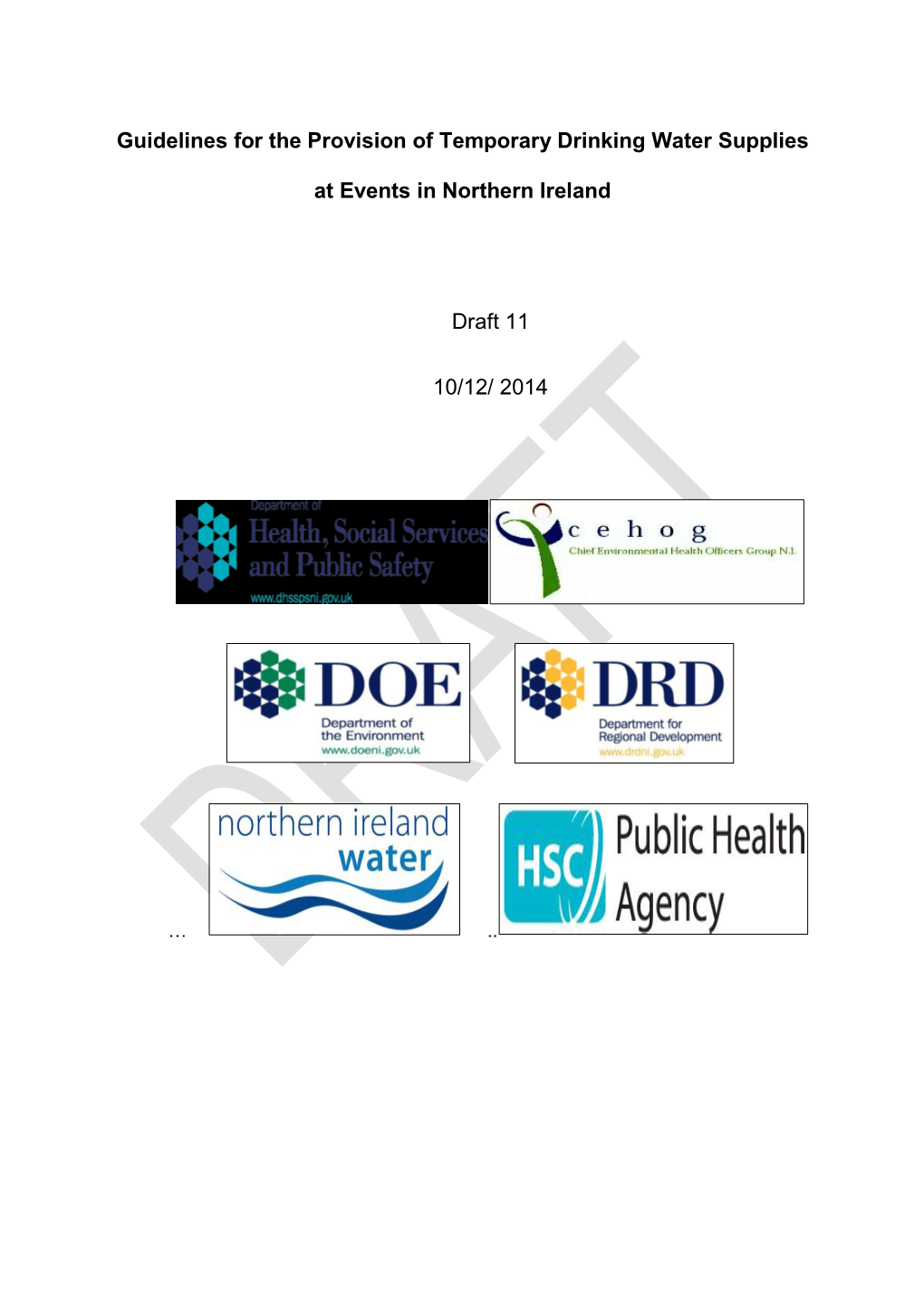 Guidelines for the Provision of Temporary Drinking Water Supplies