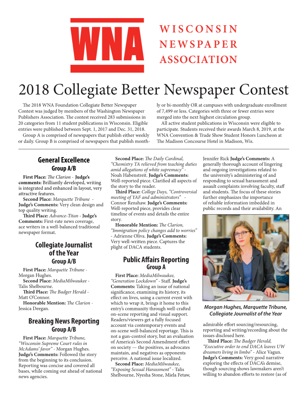 2018 Collegiate Better Newspaper Contest