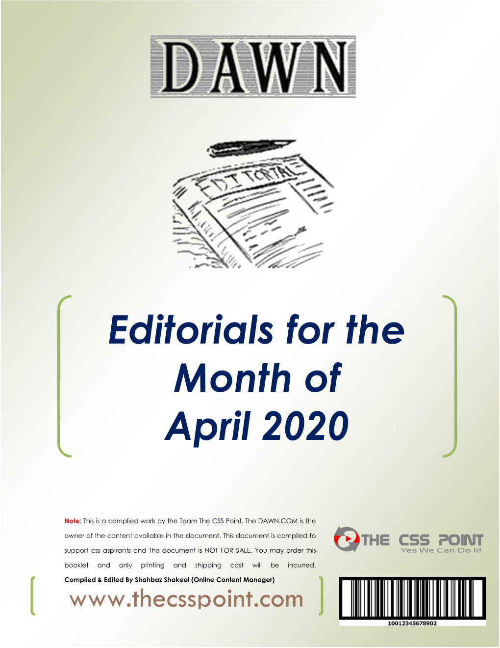 Editorials for the Month of April 2020