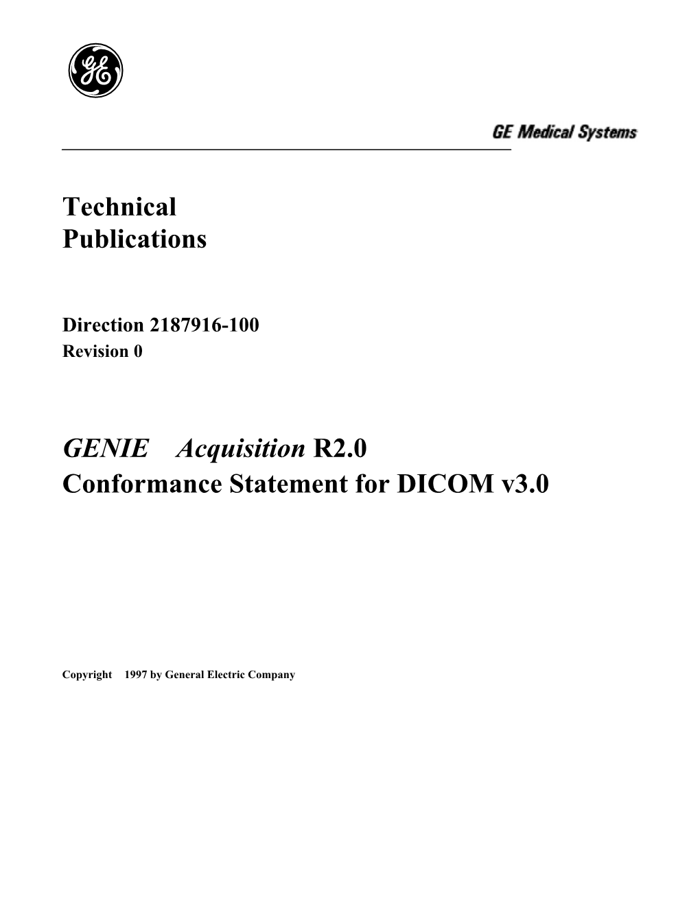 Technical Publications GENIE™ Acquisition R2.0 Conformance