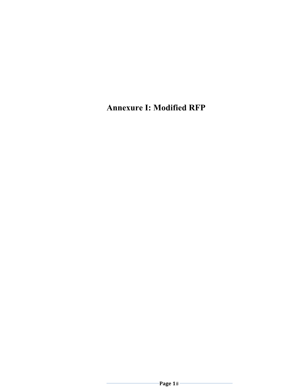 Annexure I: Modified RFP