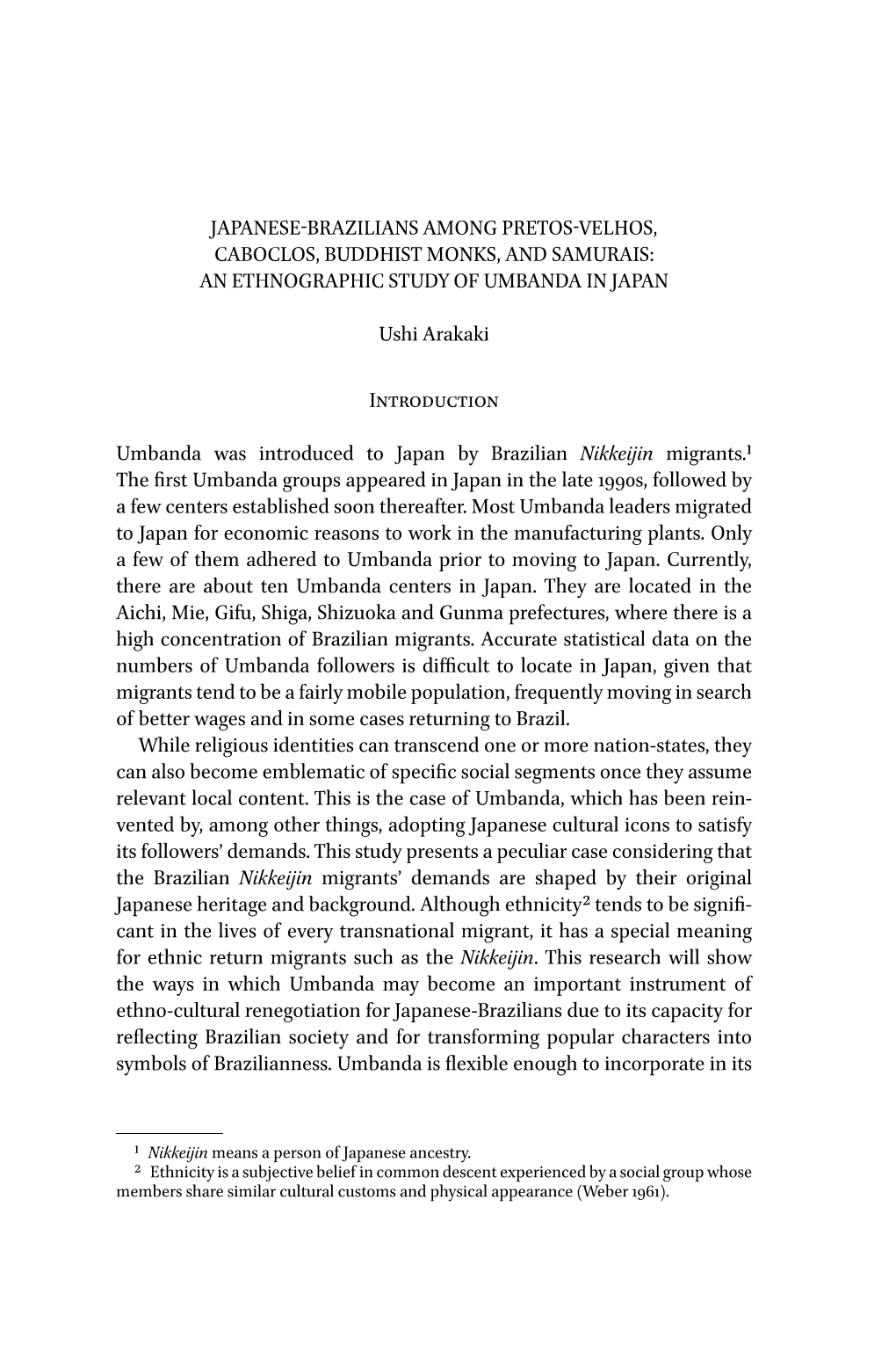 Japanese-Brazilians Among Pretos-Velhos, Caboclos, Buddhist Monks, and Samurais: an Ethnographic Study of Umbanda in Japan