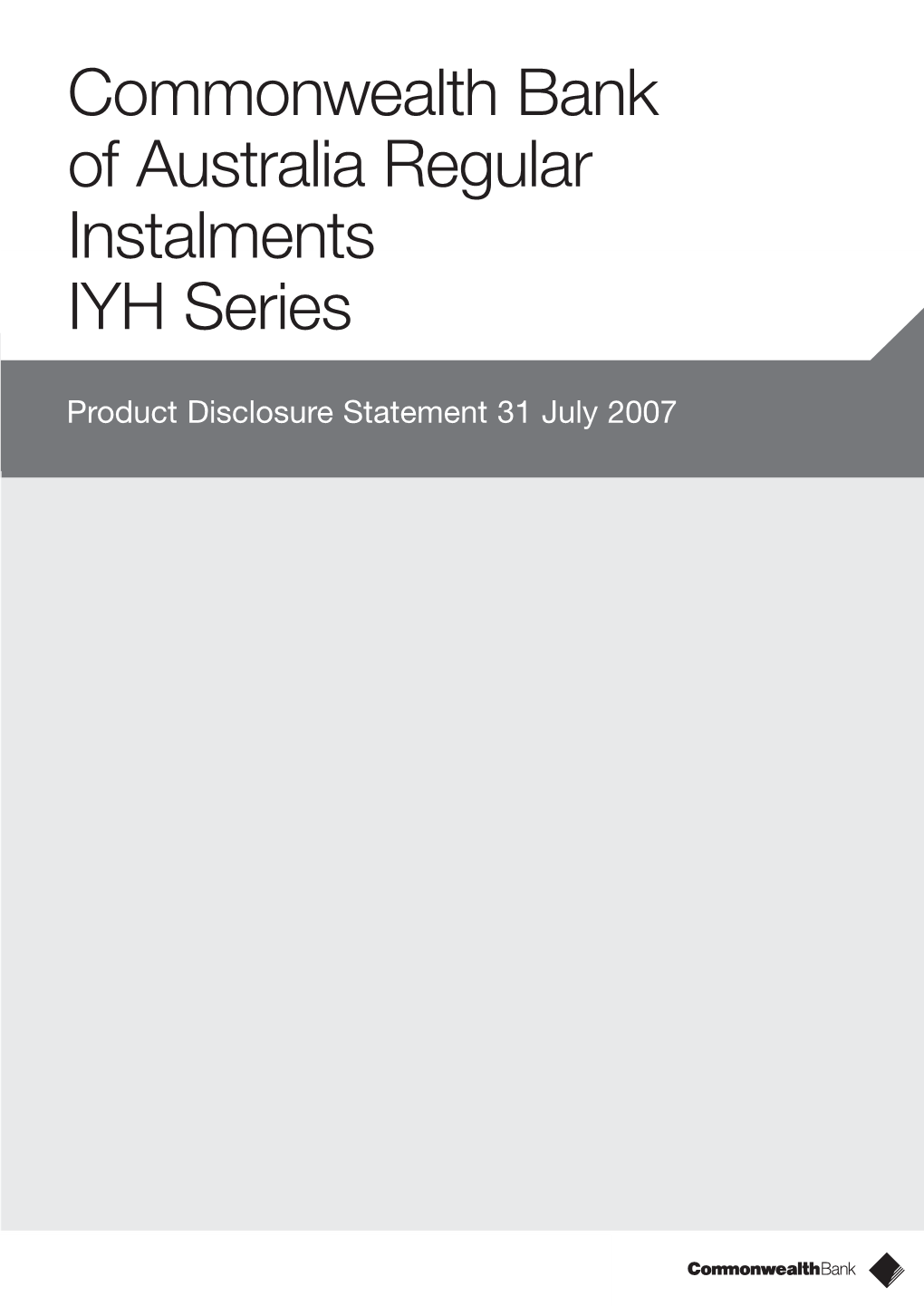 Commonwealth Bank of Australia Regular Instalments IYH Series