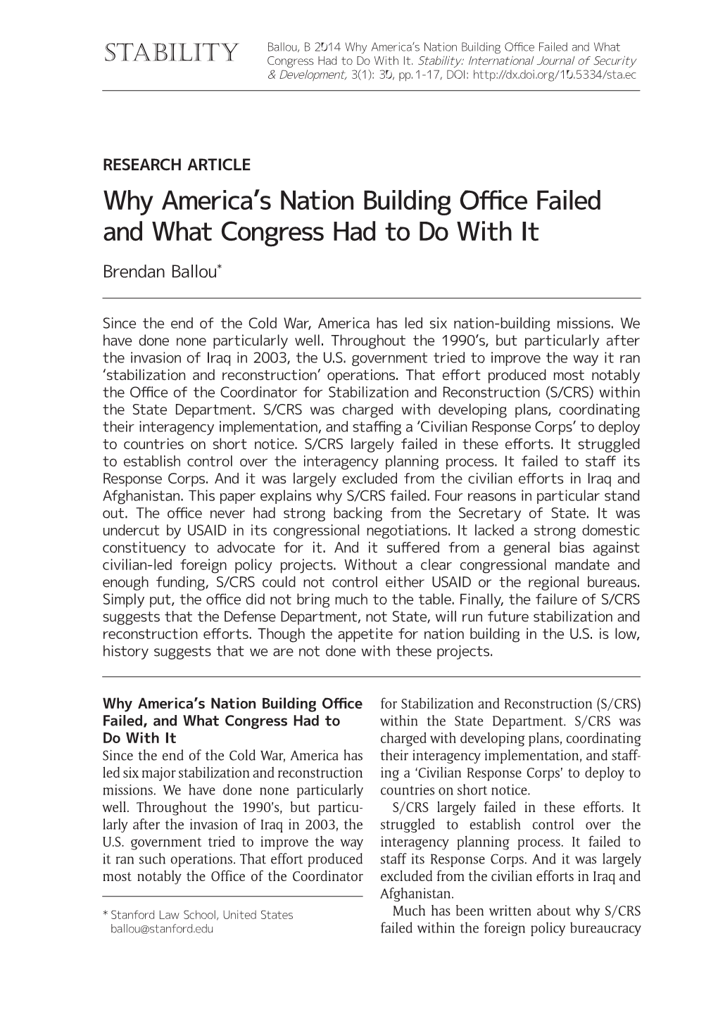 Why America's Nation Building Office Failed And