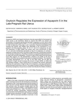 Oxytocin Regulates the Expression of Aquaporin 5 in the Latepregnant Rat