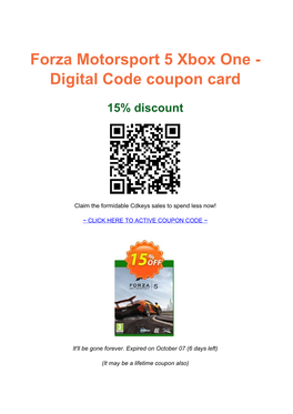 Forza Motorsport 5 Xbox One - Digital Code Coupon Card