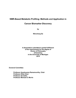 NMR-Based Metabolic Profiling: Methods and Application in Cancer