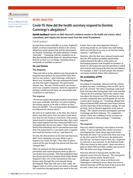 Covid-19: How Did the Health Secretary Respond to Dominic
