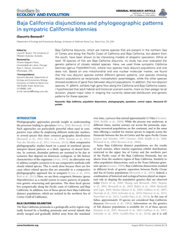 Baja California Disjunctions and Phylogeographic Patterns in Sympatric California Blennies