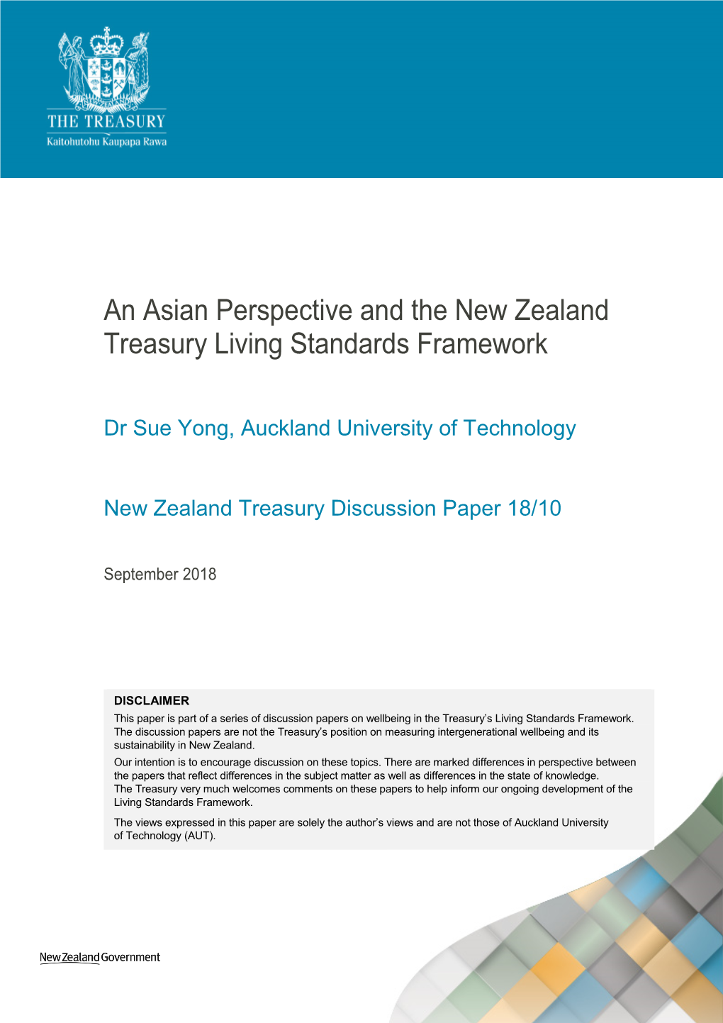 An Asian Perspective and the New Zealand Treasury Living Standards Framework