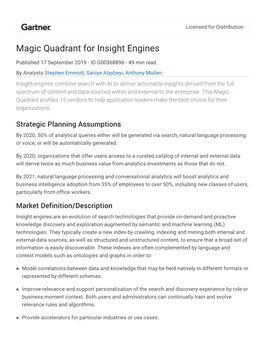 Magic Quadrant for Insight Engines
