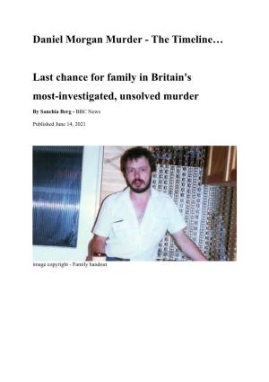 Daniel Morgan Murder - the Timeline…