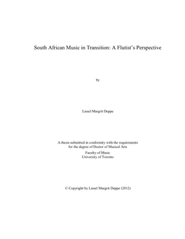 South African Music in Transition: a Flutist's Perspective