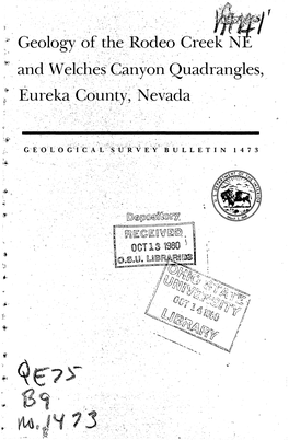 Geology of Tlie Rodeo Greek N and Eureka Cbunty, Nevada
