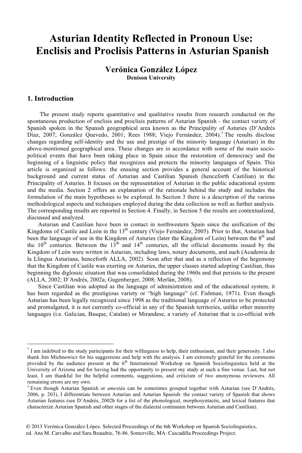 Enclisis and Proclisis Patterns in Asturian Spanish