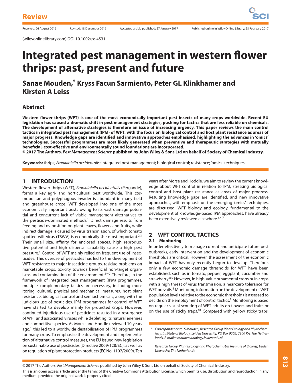 Integrated Pest Management in Western Flower Thrips