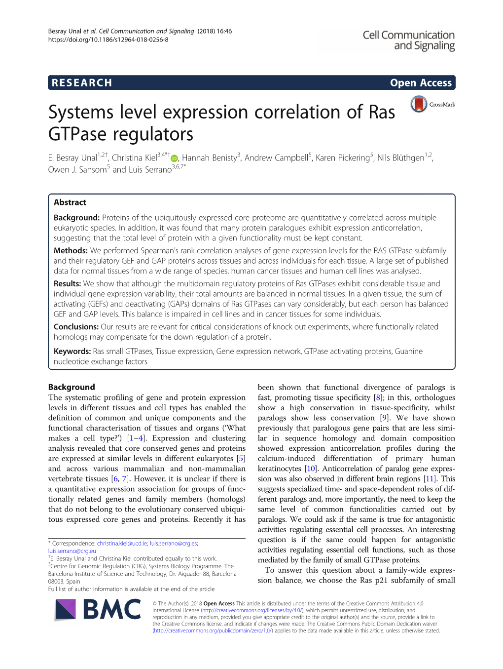 Systems Level Expression Correlation of Ras Gtpase Regulators E