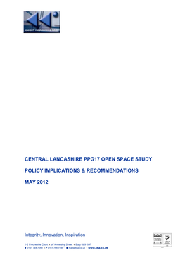 Central Lancashire Ppg17 Open Space Study
