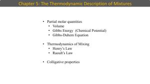 Chapter 5: the Thermodynamic Description of Mixtures
