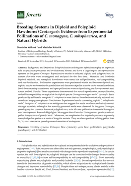 Breeding Systems in Diploid and Polyploid Hawthorns (Crataegus): Evidence from Experimental Pollinations of C