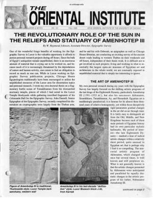 THE REVOLUTIONARY ROLE of the SUN in the RELIEFS and STATUARY of AMENHOTEP III by W