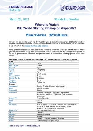Where to Watch ISU World Skating Championships 2021