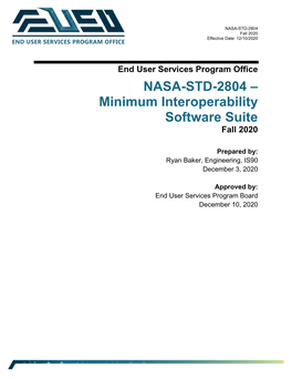 NASA-STD-2804 – Minimum Interoperability Software Suite Fall 2020