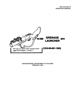 Tm 9-1010-205-10 Operator's Manual Headquarters, Department of the Army February 1985