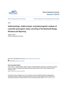 Sedimentologic, Stable Isotopic, and Paleomagnetic Analysis of Laramide Synorogenic Strata: Unroofing of the Beartooth Range, Montana and Wyoming