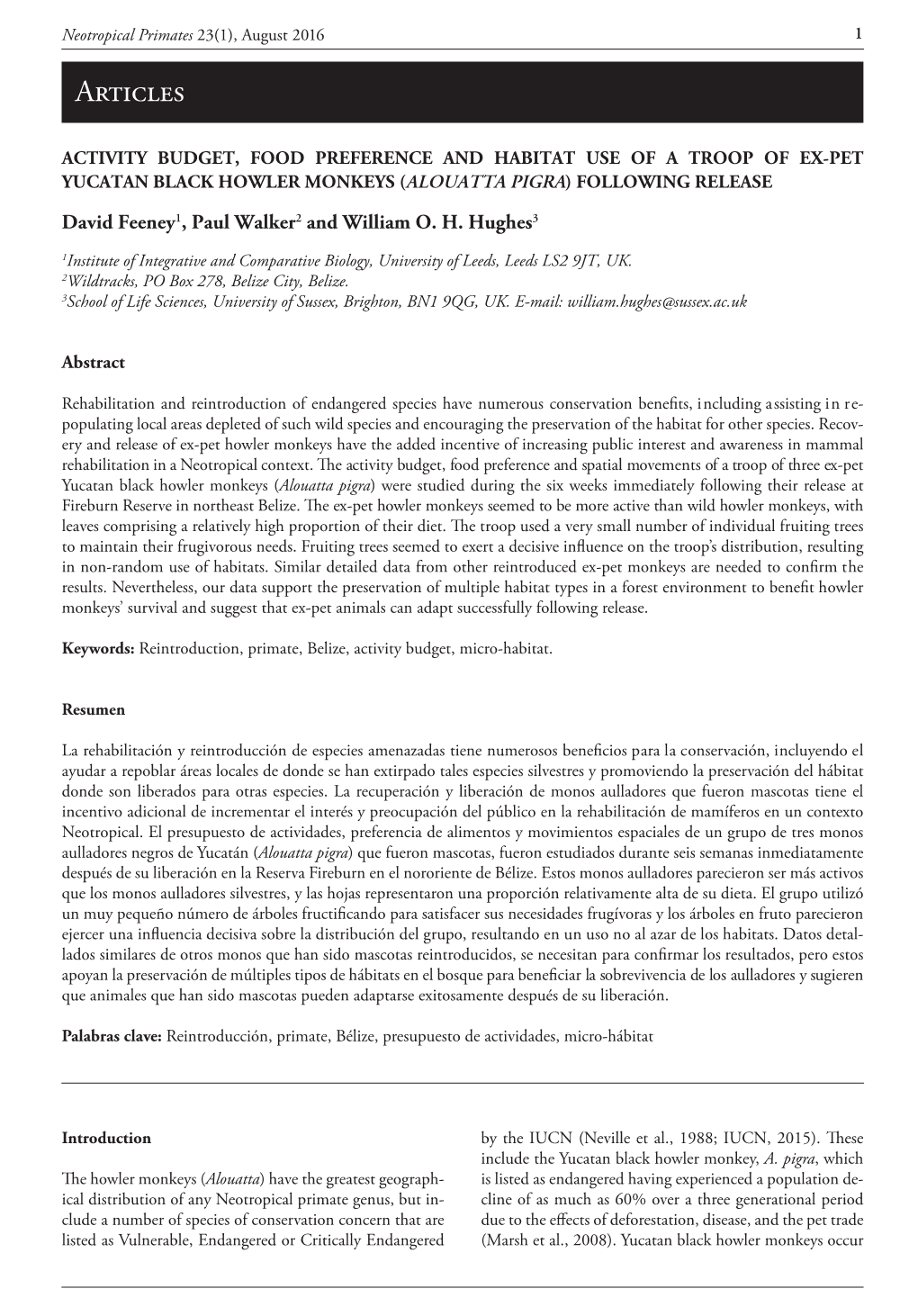 Behavior, Ecology of Alouatta Pigra After